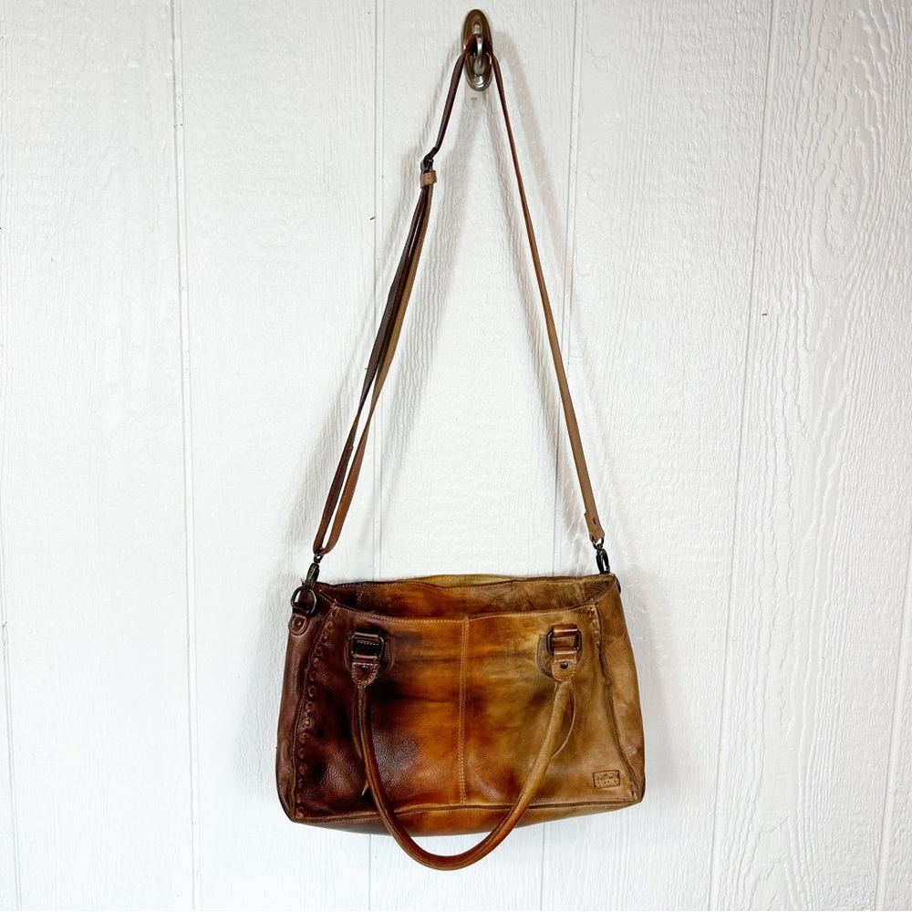Bed Stu Distressed Rockababy Brown Leather Crossbody Shoulder Bag at